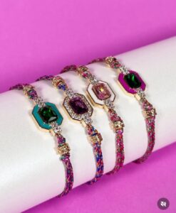 Brazaletes coloridos con cristales elegantes para mujer