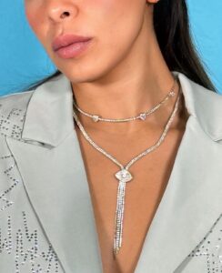 Collar elegante con corazón y Collar con ojo de cristal para mujer DONATELLA