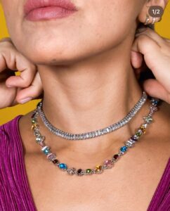 Collar de cristales de colores elegante y collar de cristal para mujer